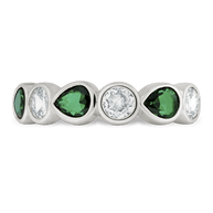 Sterling Silver Pear and Round Bezel-Set Ring