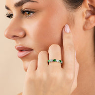 Sterling Silver Pear and Round Bezel-Set Ring
