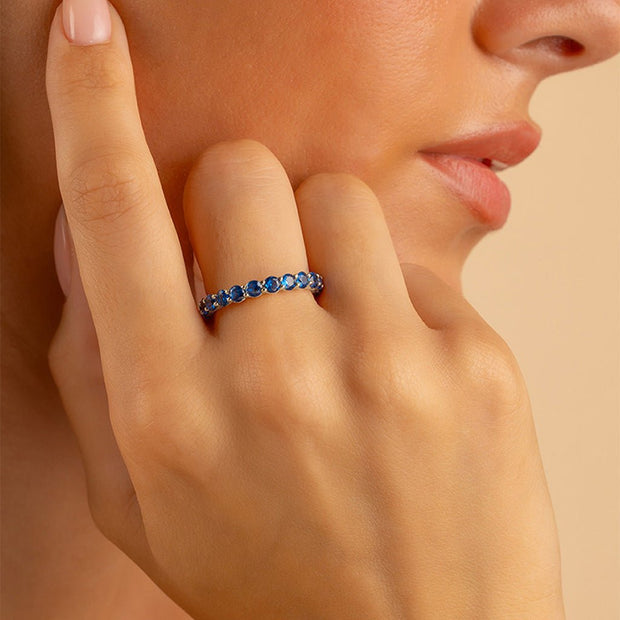 Sterling Silver Gracie Sapphire CZ Eternity Ring