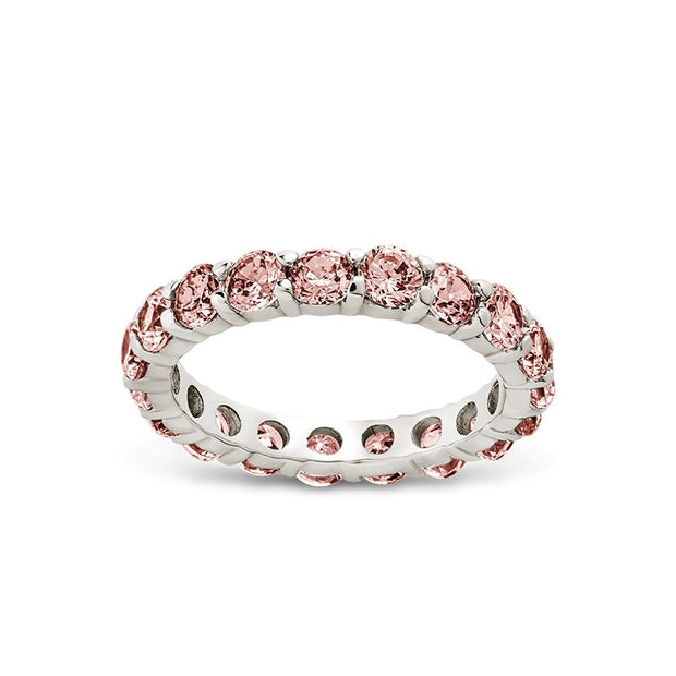 Sterling Silver Gracie Pink Sapphire CZ Eternity Ring