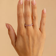 Sterling Silver Gracie Pink Sapphire CZ Eternity Ring
