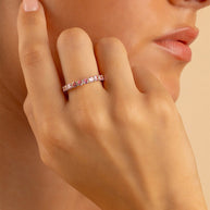 Sterling Silver Gracie Pink Sapphire CZ Eternity Ring