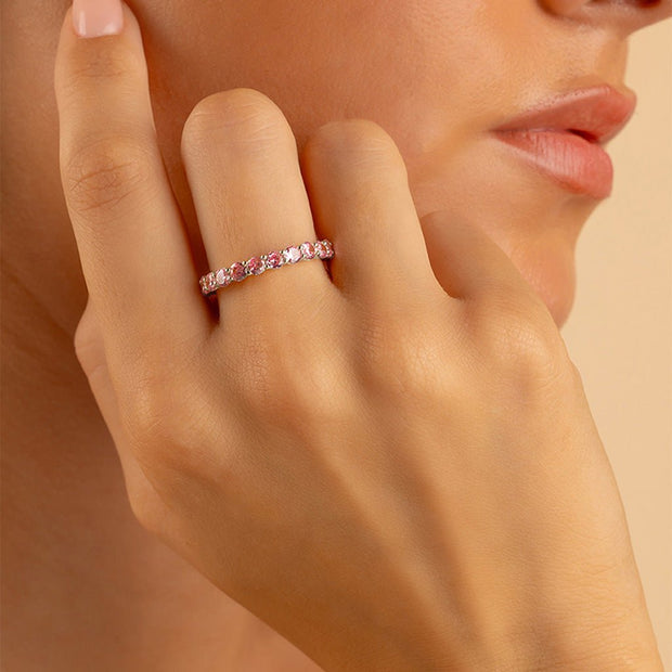 Sterling Silver Gracie Pink Sapphire CZ Eternity Ring