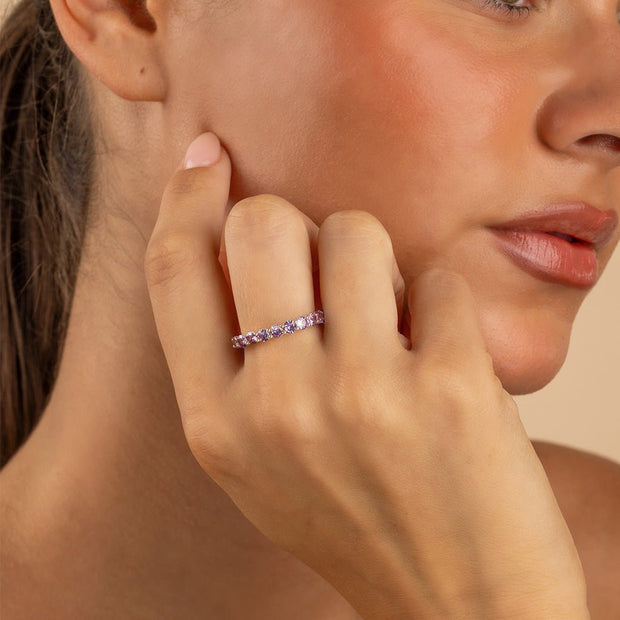 Sterling Silver Gracie Amethyst CZ Eternity Ring