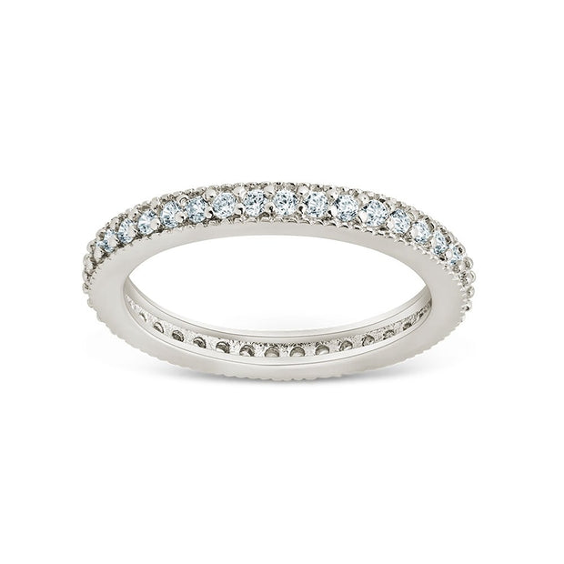 Sterling Silver 2.5mm Thin CZ Band Ring