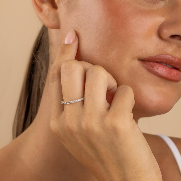 Sterling Silver 2.5mm Thin Amethyst CZ Band Ring