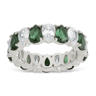 Sterling Silver Pear Cut Emerald CZ Celebration Band Ring