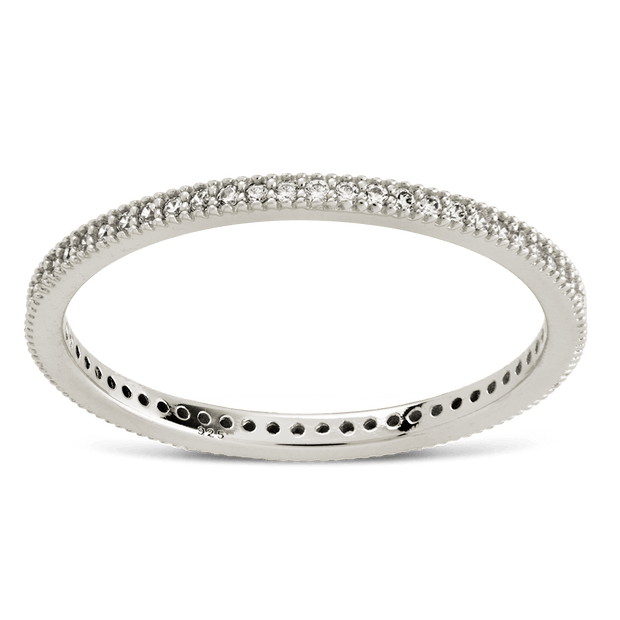 Sterling Silver 1.5mm Thin CZ Band Ring