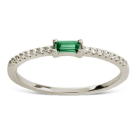 Sterling Silver Thin Emerald CZ Stacking Birthstone Ring