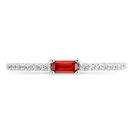 Sterling Silver Thin Garnet CZ Stacking Birthstone Ring