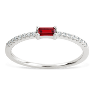 Sterling Silver Thin Garnet CZ Stacking Birthstone Ring