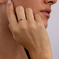 Sterling Silver Thin Garnet CZ Stacking Birthstone Ring