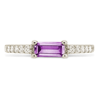 Sterling Silver Thin Amethyst CZ Stacking Birthstone Ring