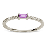 Sterling Silver Thin Amethyst CZ Stacking Birthstone Ring