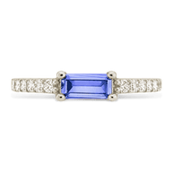 Sterling Silver Thin Aquamarine CZ Stacking Birthstone Ring