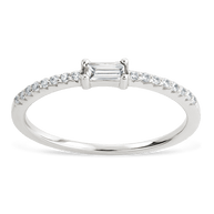 Sterling Silver Thin Clear CZ Stacking Birthstone Ring