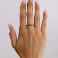 Sterling Silver Thin Emerald CZ Stacking Birthstone Ring