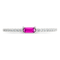 Sterling Silver Thin Ruby CZ Stacking Birthstone Ring