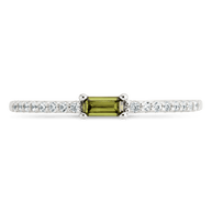 Sterling Silver Thin Peridot CZ Stacking Birthstone Ring