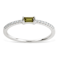 Sterling Silver Thin Peridot CZ Stacking Birthstone Ring