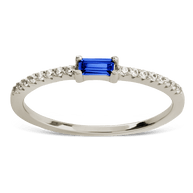 Sterling Silver Thin Sapphire CZ Stacking Birthstone Ring