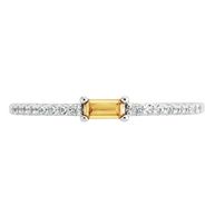 Sterling Silver Thin Citrine CZ Stacking Birthstone Ring