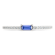 Sterling Silver Thin Tanzanite CZ Stacking Birthstone Ring