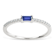 Sterling Silver Thin Tanzanite CZ Stacking Birthstone Ring