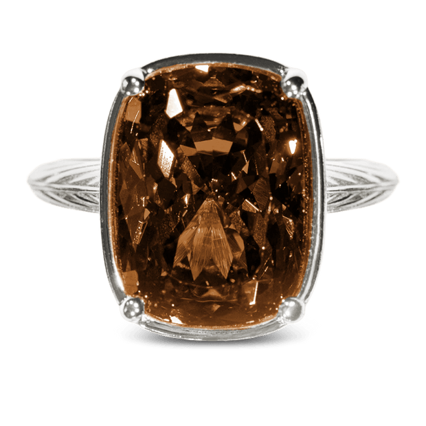 Sterling Silver Elongated Cushion Chocolate CZ Cocktail Ring