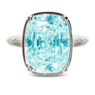 Sterling Silver Elongated Cushion Aquamarine CZ Cocktail Ring