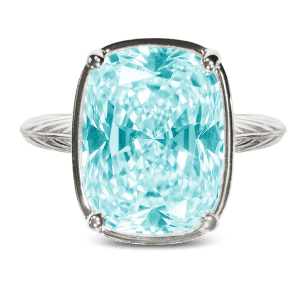Sterling Silver Elongated Cushion Aquamarine CZ Cocktail Ring