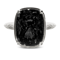Sterling Silver Elongated Cushion Black CZ Cocktail Ring