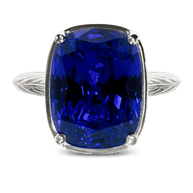 Sterling Silver Elongated Cushion Sapphire CZ Cocktail Ring