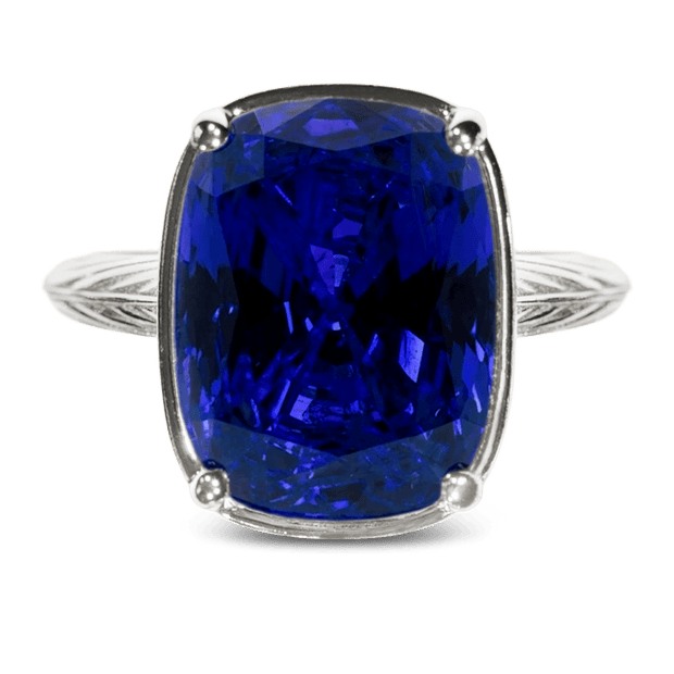 Sterling Silver Elongated Cushion Sapphire CZ Cocktail Ring