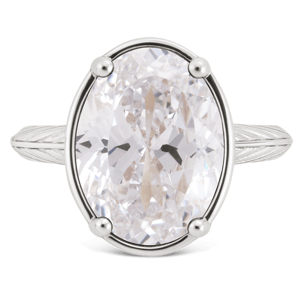 Sterling Silver Oval Cut CZ Cocktail Ring