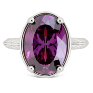 Sterling Silver Oval Cut Amethyst CZ Cocktail Ring