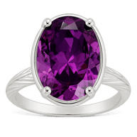 Sterling Silver Oval Cut Amethyst CZ Cocktail Ring