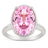 Sterling Silver Oval Cut Pink Sapphire CZ Cocktail Ring