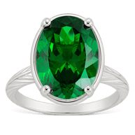 Sterling Silver Oval Cut Emerald CZ Cocktail Ring