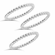 14K Gold Plated Sterling Silver Beaded Ring Set of 3