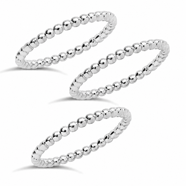 14K Gold Plated Sterling Silver Beaded Ring Set of 3