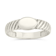 Sterling Silver Dixie Ribbed Signet Ring
