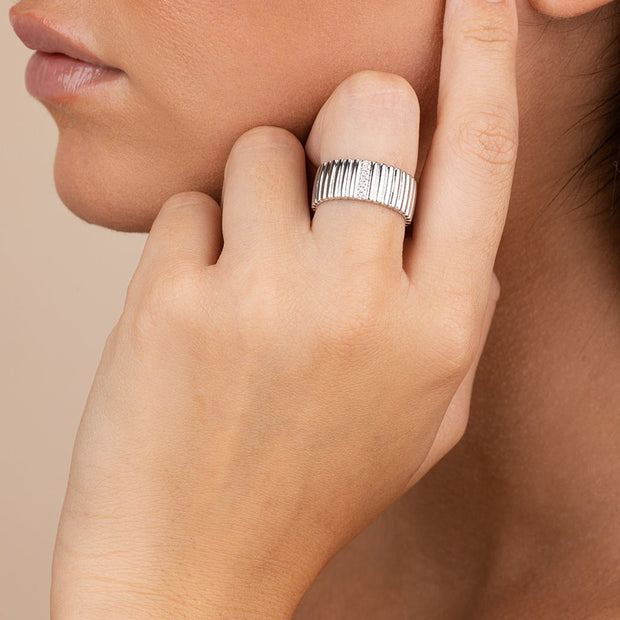Sterling Silver Robyn Ribbed Band Ring