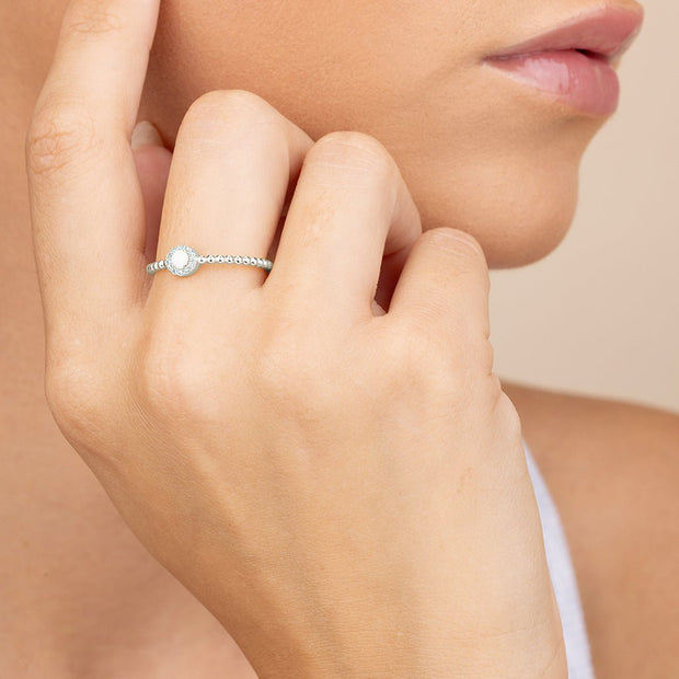 Sterling Silver Layla Opal Textured Ring