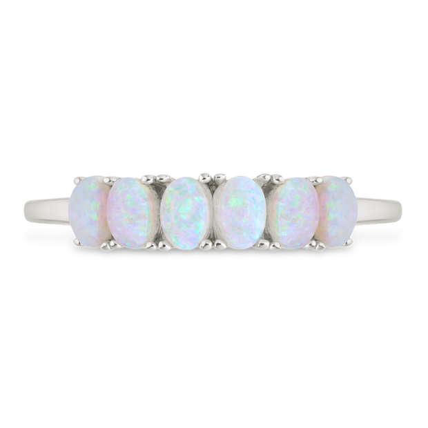 Sterling Silver Blue Opal Cluster Ring