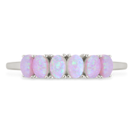 Sterling Silver Pink Opal Cluster Ring
