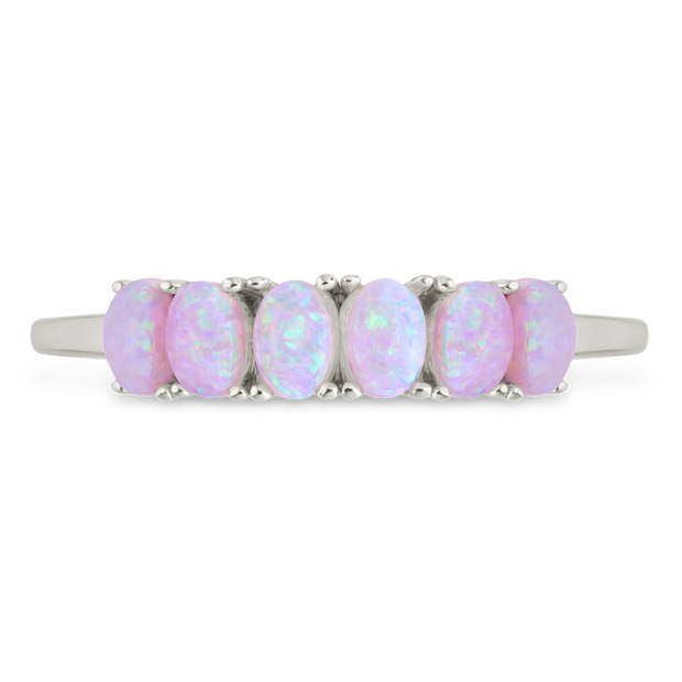 Sterling Silver Pink Opal Cluster Ring