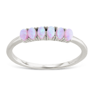 Sterling Silver Pink Opal Cluster Ring
