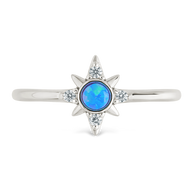 Sterling Silver Blue Opal Sparkle Ring