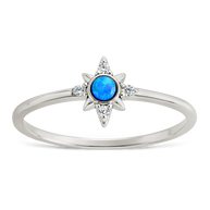 Sterling Silver Blue Opal Sparkle Ring